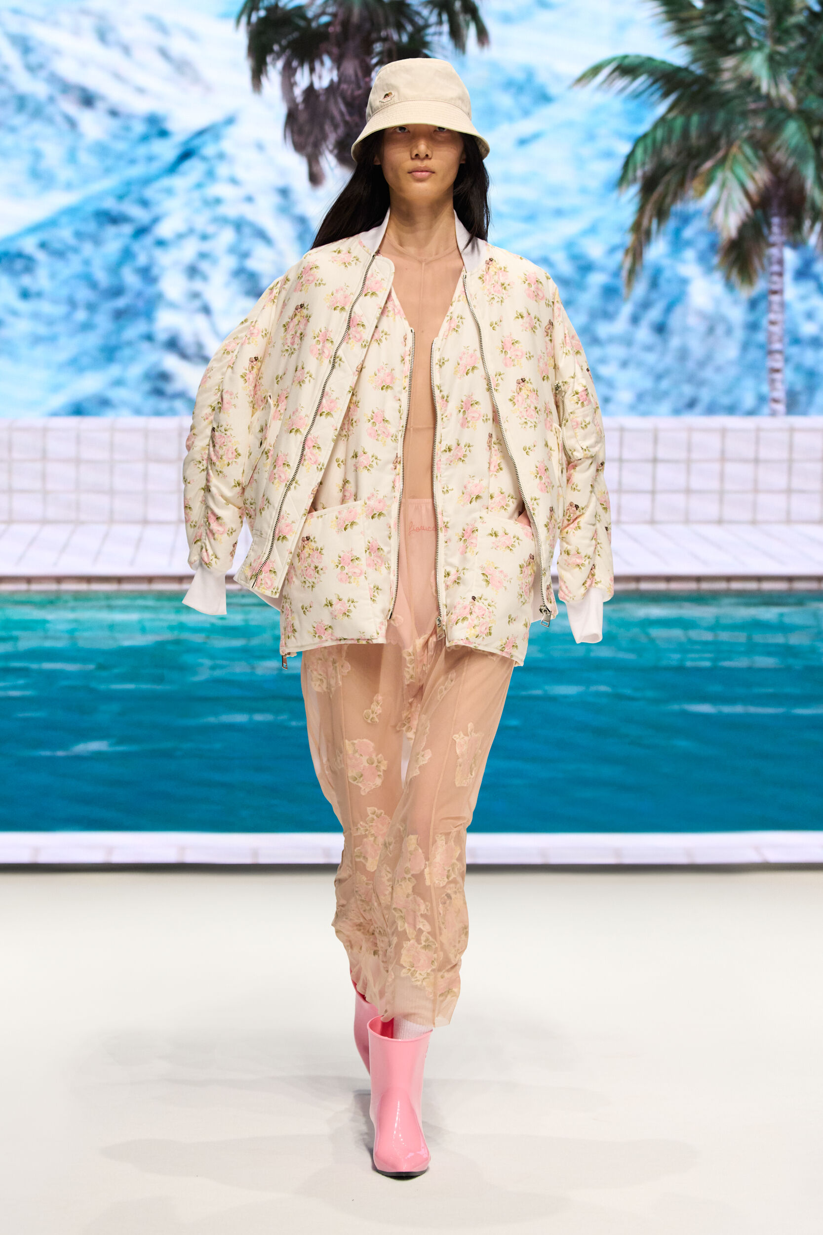 Floral Angel Bomber Jacket White